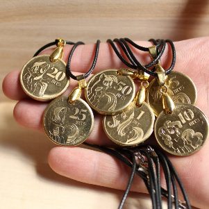 Pendant is made of coins